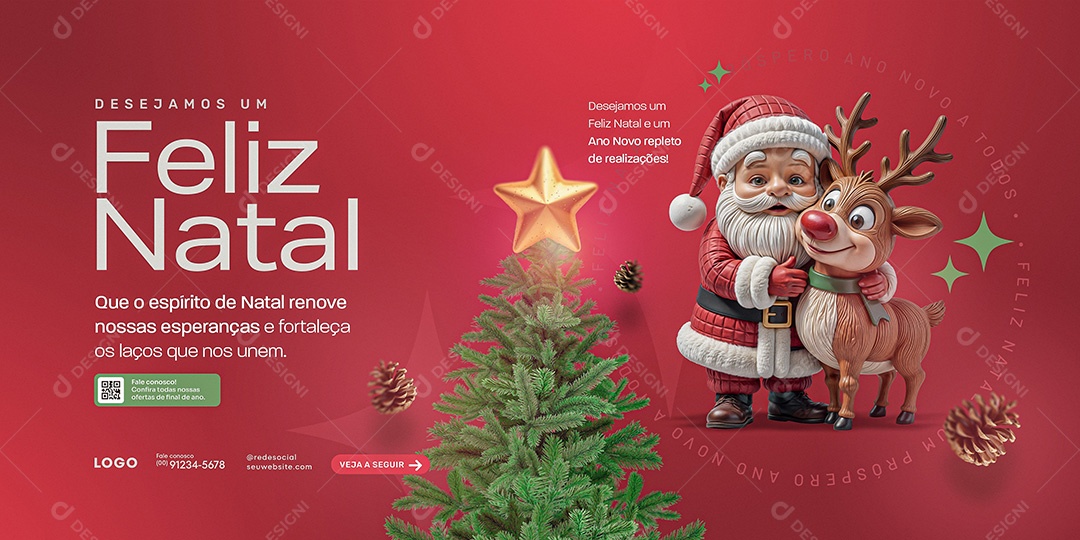 Banner Feliz Natal 25 de Dezembro Social media PSD Editável