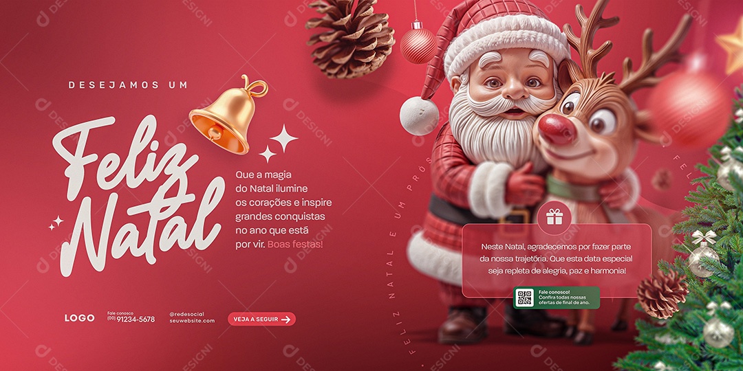 Banner Feliz Natal 25 de Dezembro Social media PSD Editável