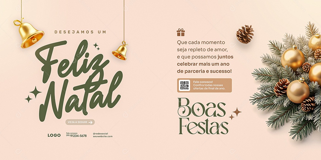 Banner Feliz Natal 25 de Dezembro Social media PSD Editável