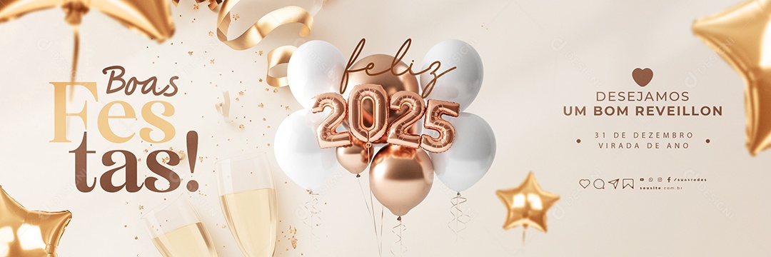 Carrossel Feliz 2025 31 de Dezembro Virada de Ano Social Media PSD Editável