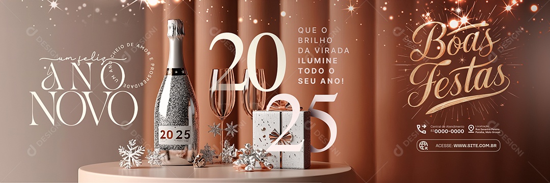 Carrossel Feliz Ano Novo 31 de Dezembro Virada de Ano Boas Festas Social Media PSD Editável