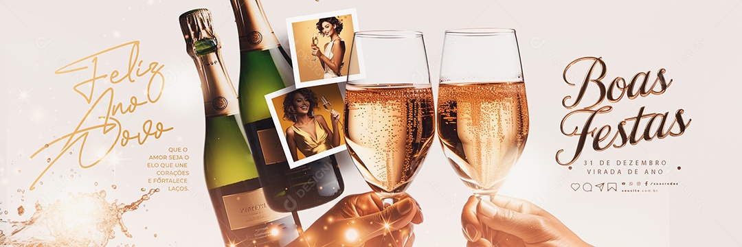 Carrossel Feliz Ano Novo 31 de Dezembro Virada de Ano Boas Festas Social Media PSD Editável