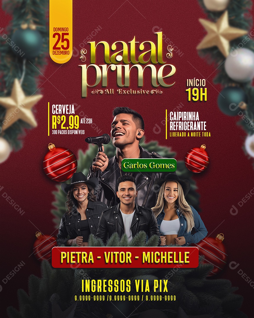 Flyer Shows de Natal Social Media PSD Editável