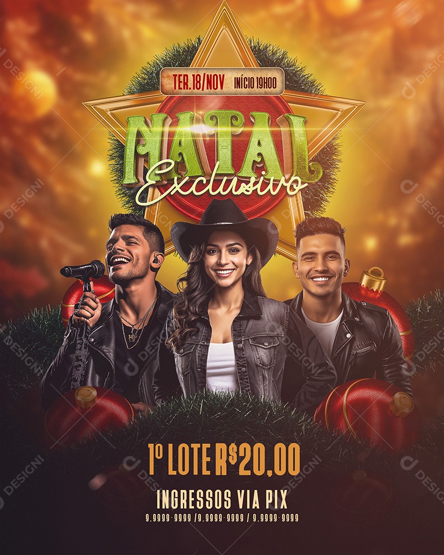 Flyer Shows de Natal Exclusivo Social Media PSD Editável