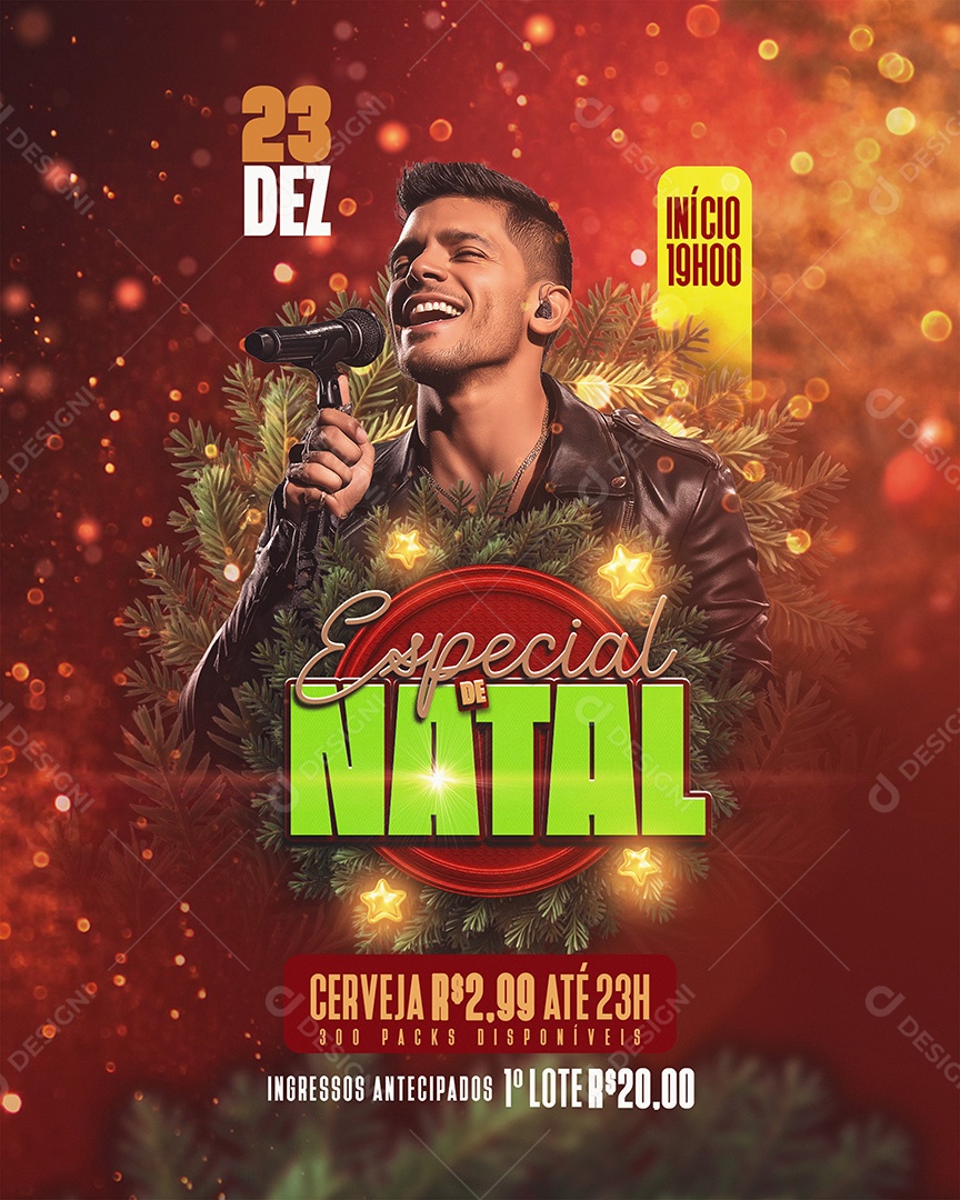 Flyer Shows Especial de Natal Social Media PSD Editável