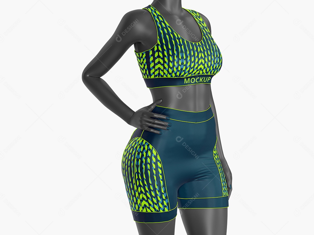 Roupa de Mulher Para Ciclismo Mockup PSD Editável