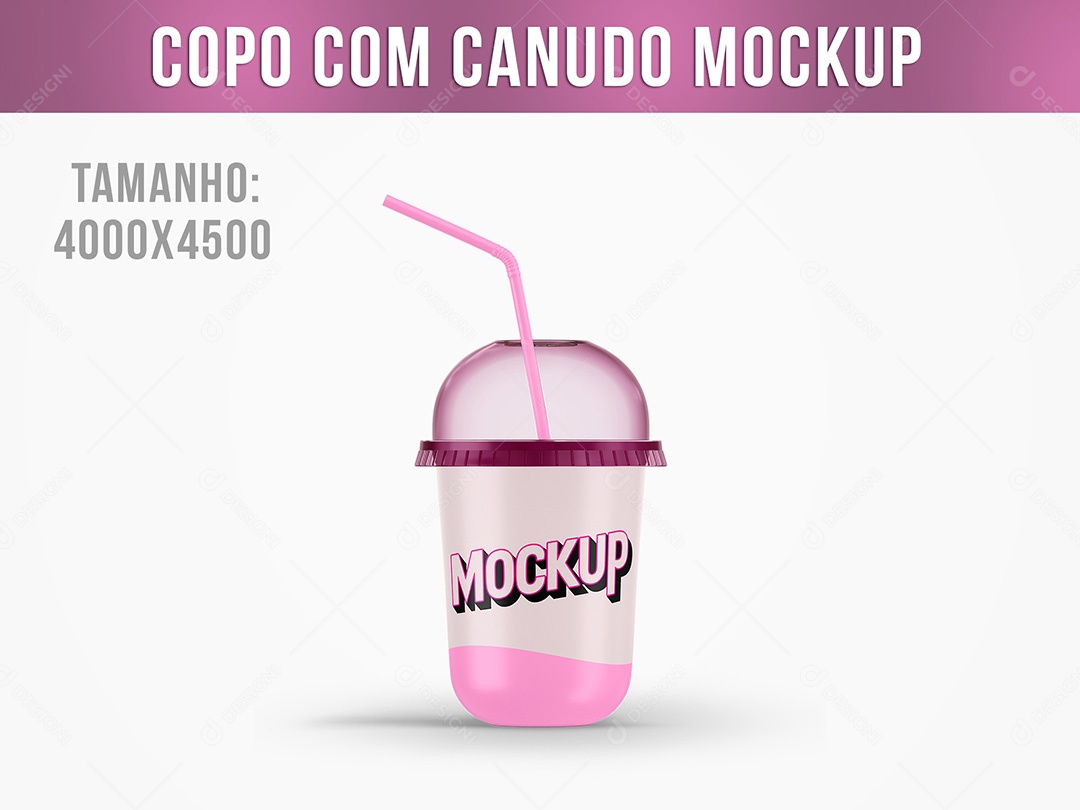 Copo com Canudo Mockup PSD Editável