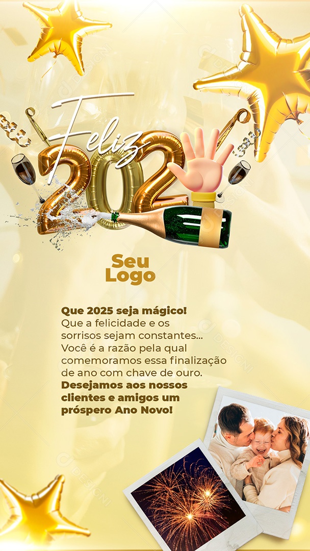 Story Feliz 2025 Ano Novo 01 de Janeiro Social Media PSD Editável