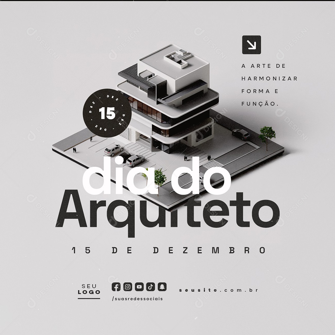 Dia do Arquiteto 15 de Dezembro A Arte de Harmonizar Social Media PSD Editável