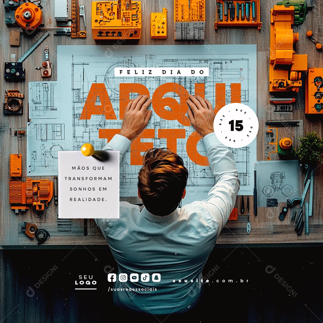 Feliz Dia do Arquiteto 15 de Dezembro Social Media PSD Editável