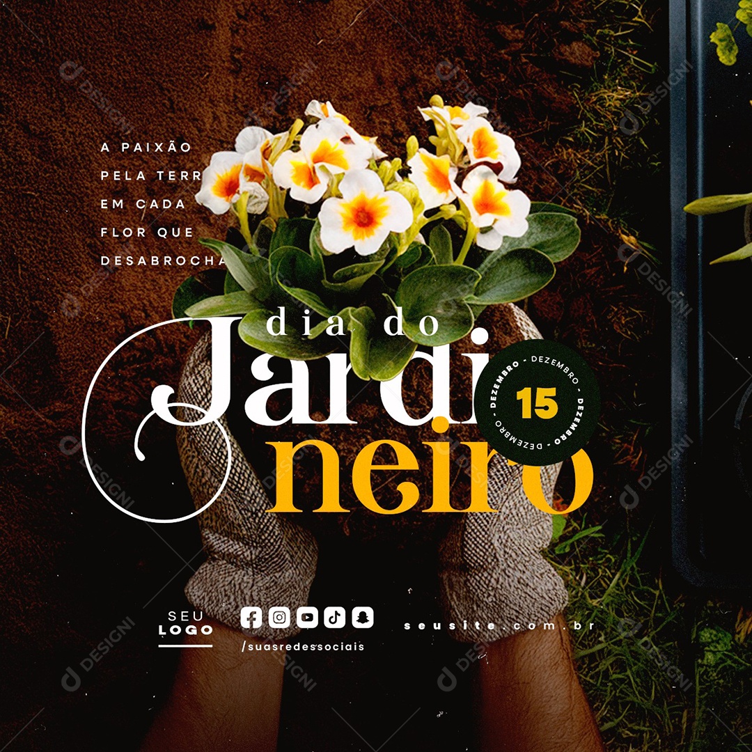 Dia do Jardineiro 15 de Dezembro Social Media PSD Editável