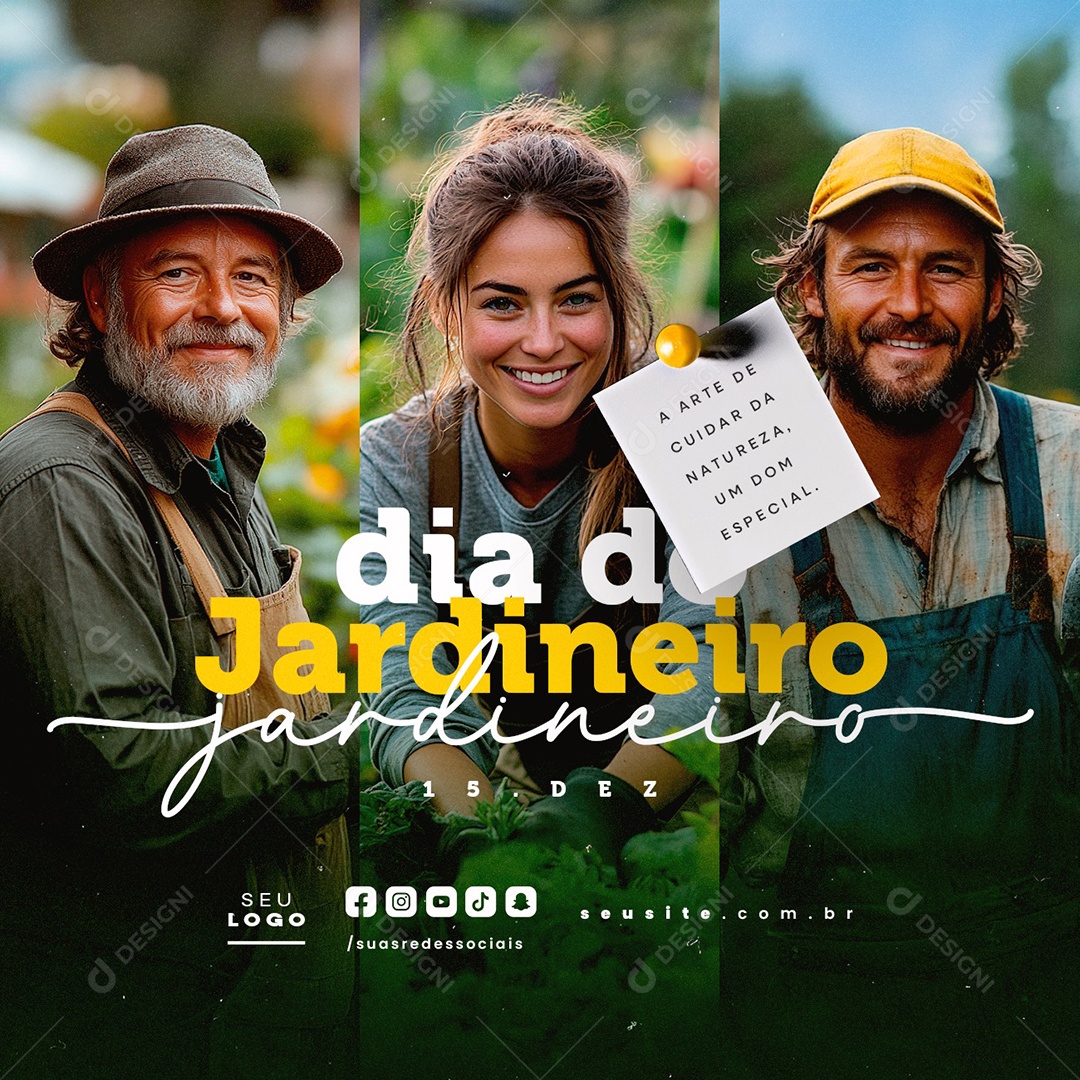 Dia do Jardineiro 15 de Dezembro Social Media PSD Editável