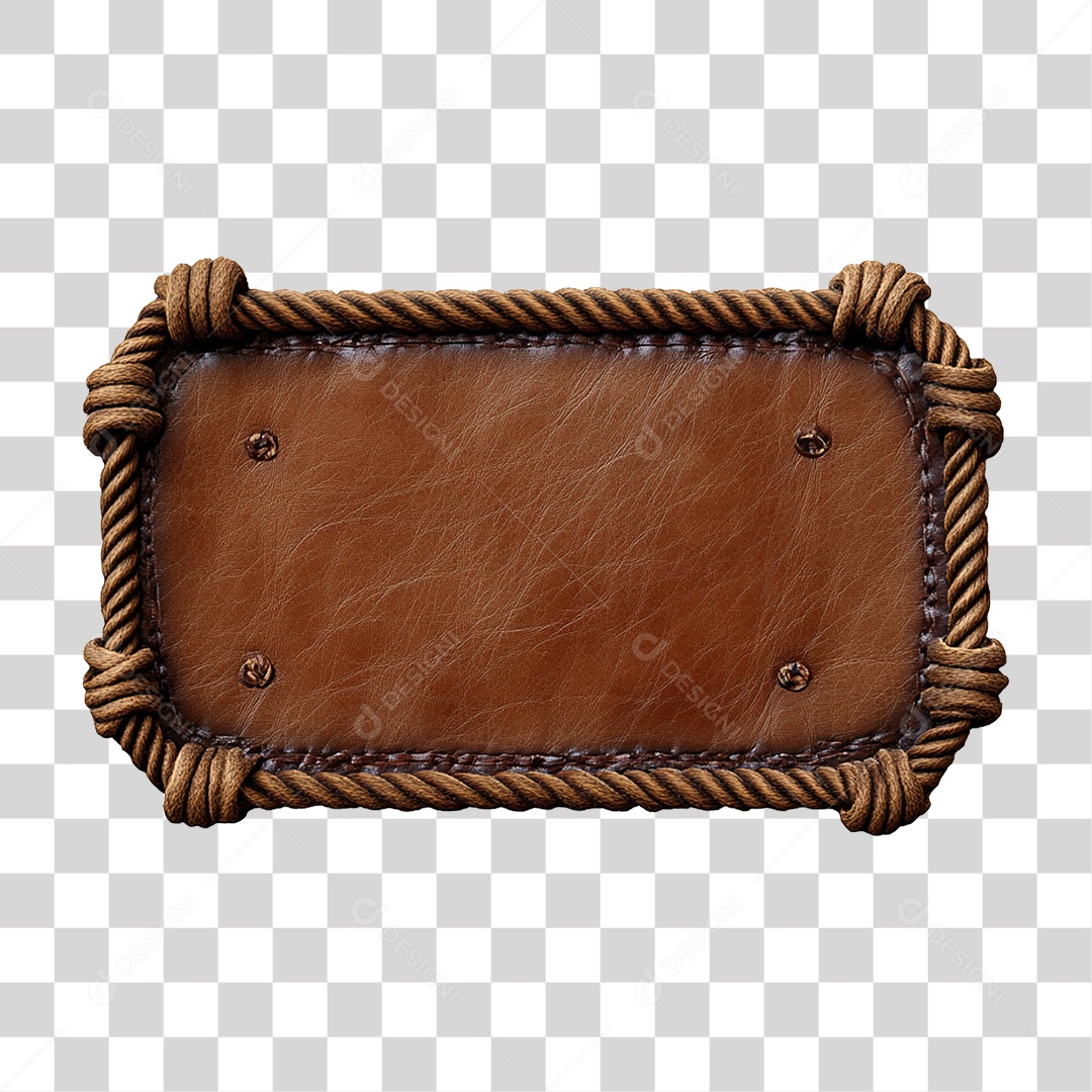 3D Element Leather Plate with Strings on the Edges PNG Transparent