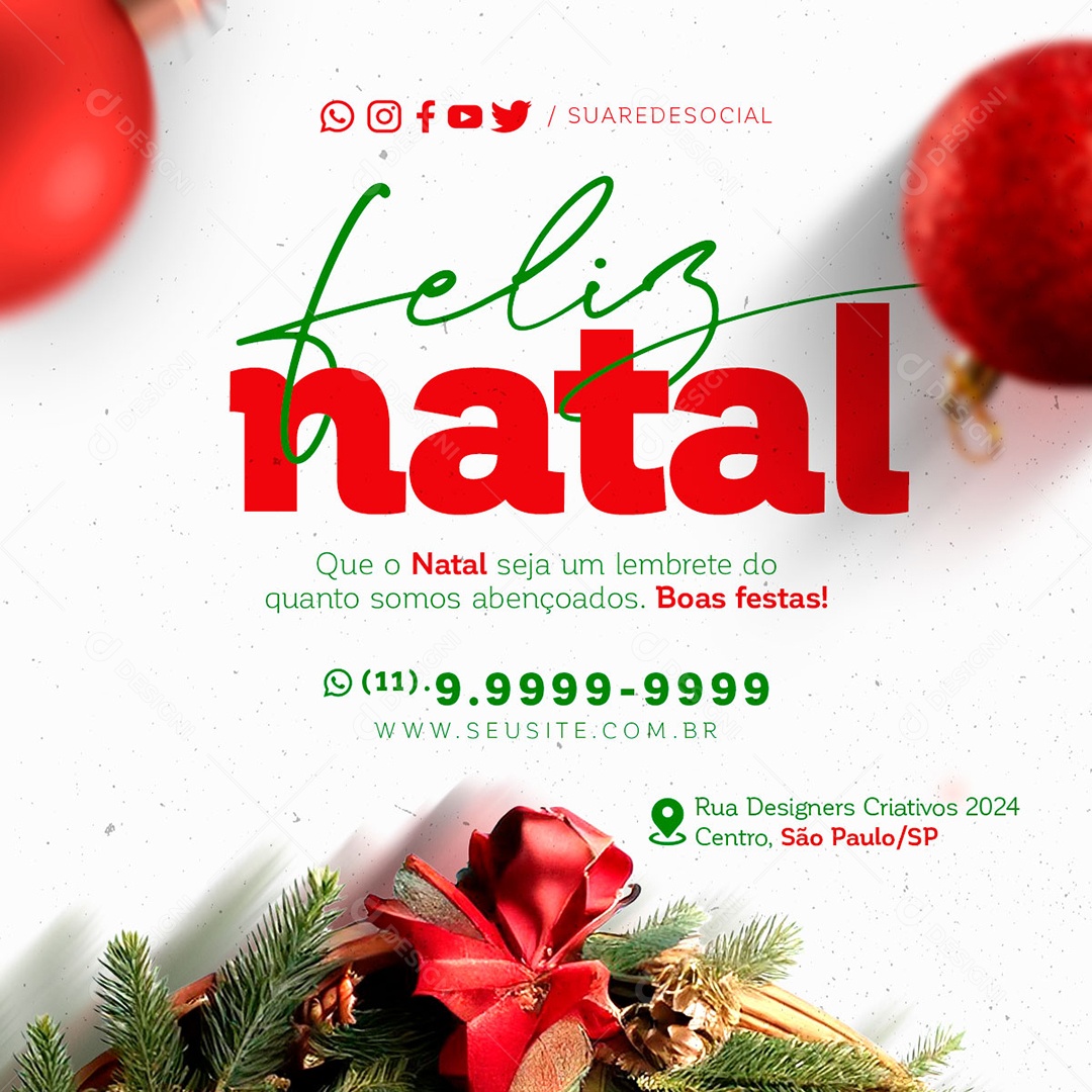 Feliz Natal 25 de Dezembro Social Media PSD Editável