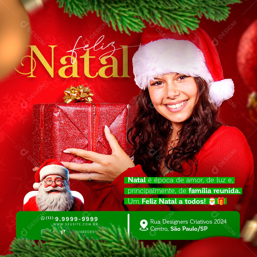 Feliz Natal 25 de Dezembro Social Media PSD Editável