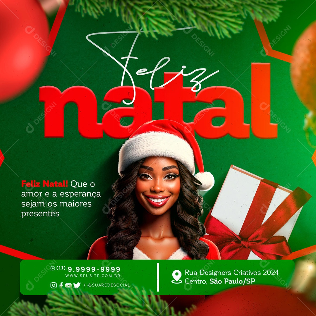 Feliz Natal 25 de Dezembro Social Media PSD Editável