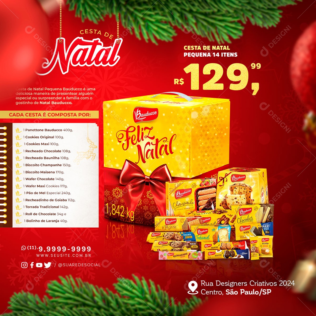 Supermercado Cesta de Natal Social Media PSD Editável