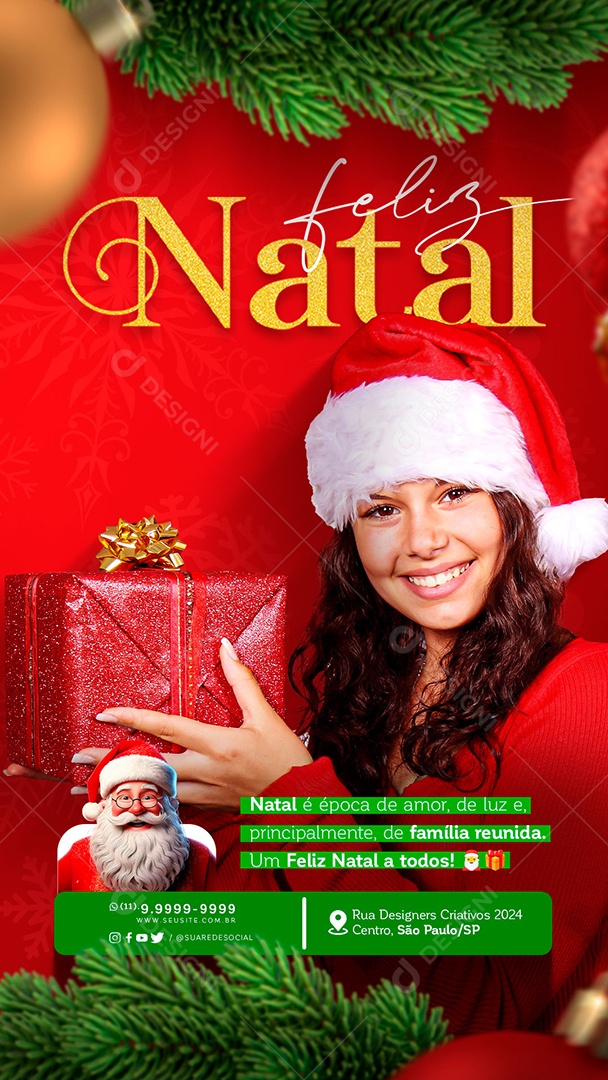 Story Feliz Natal 25 de Dezembro Social Media PSD Editável