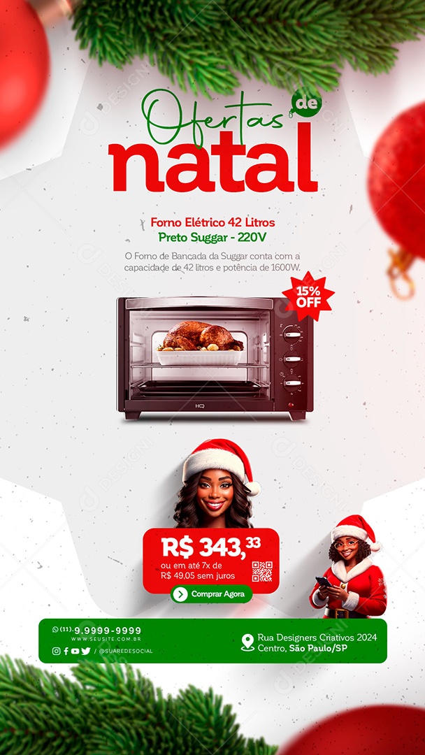 Story Loja Eletrodomésticos Ofertas de Natal Social Media PSD Editável