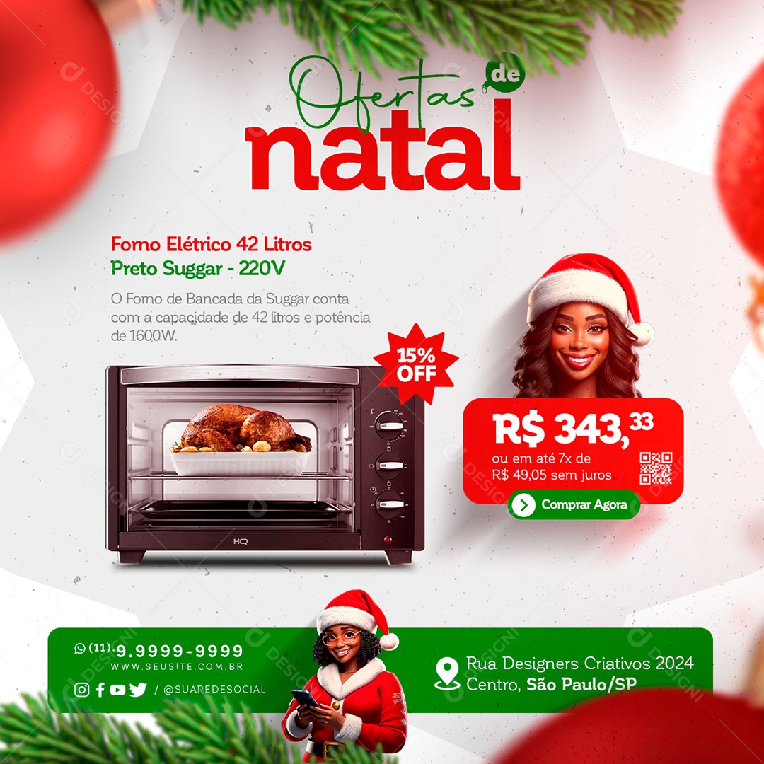 Loja Eletrodomésticos Ofertas de Natal Social Media PSD Editável