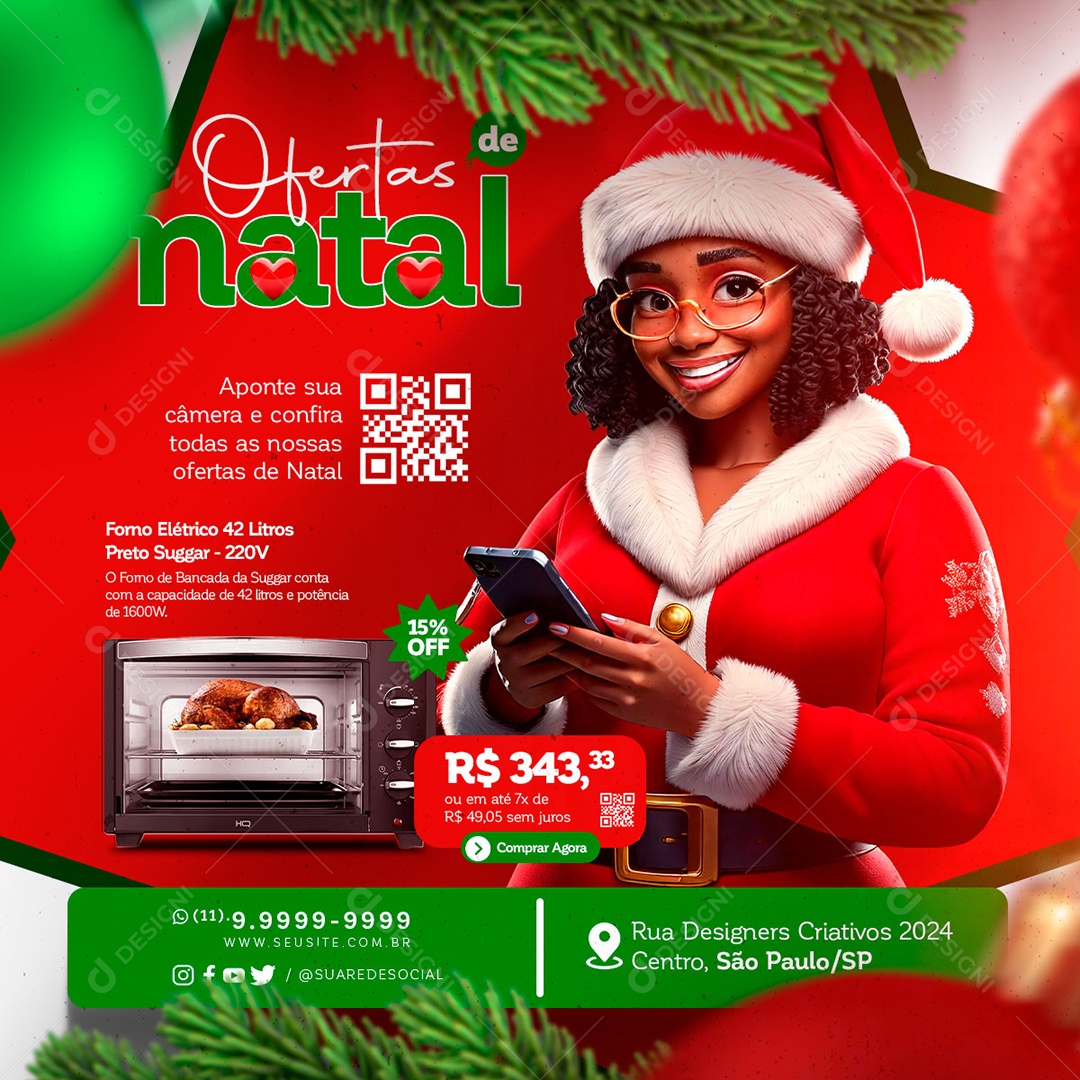 Loja Eletrodomésticos Ofertas de Natal Social Media PSD Editável