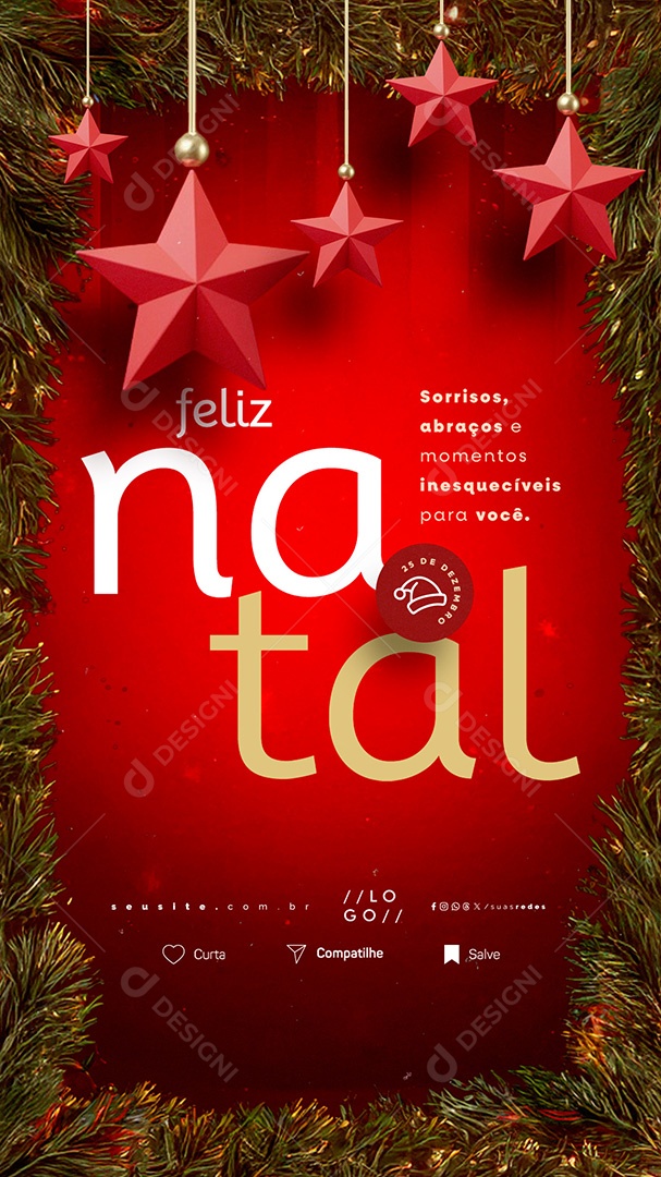 Story Feliz Natal 25 de Dezembro Social Media PSD Editável
