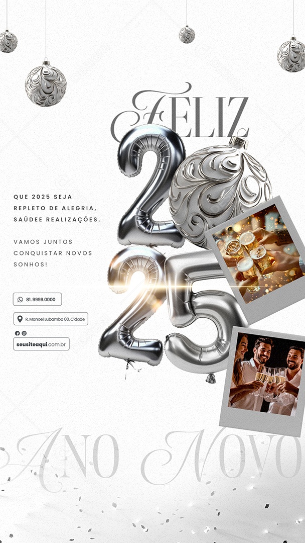Story Feliz 2025 Ano Novo 01 de Janeiro Social Media PSD Editável