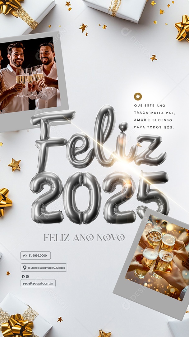 Story Feliz 2025 Ano Novo 01 de Janeiro Social Media PSD Editável
