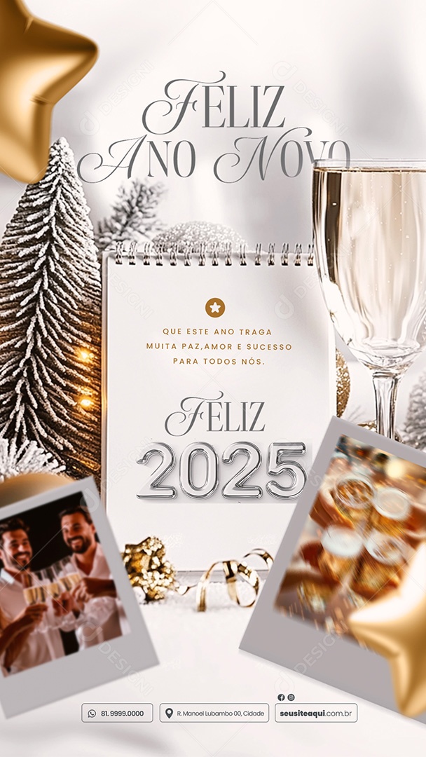 Story Feliz 2025 Ano Novo 01 de Janeiro Social Media PSD Editável