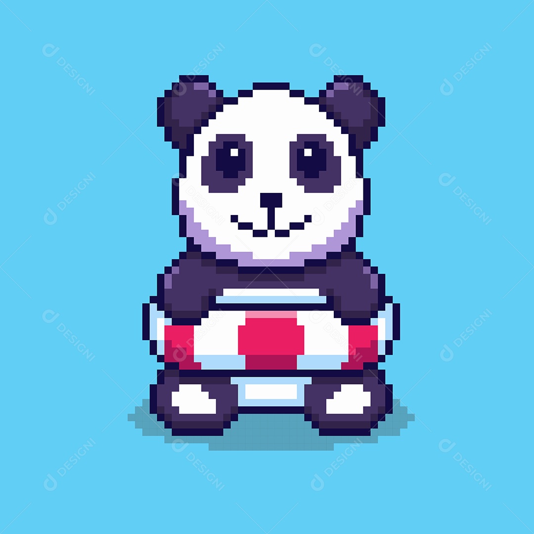 Panda com Boia  Vetor EPS