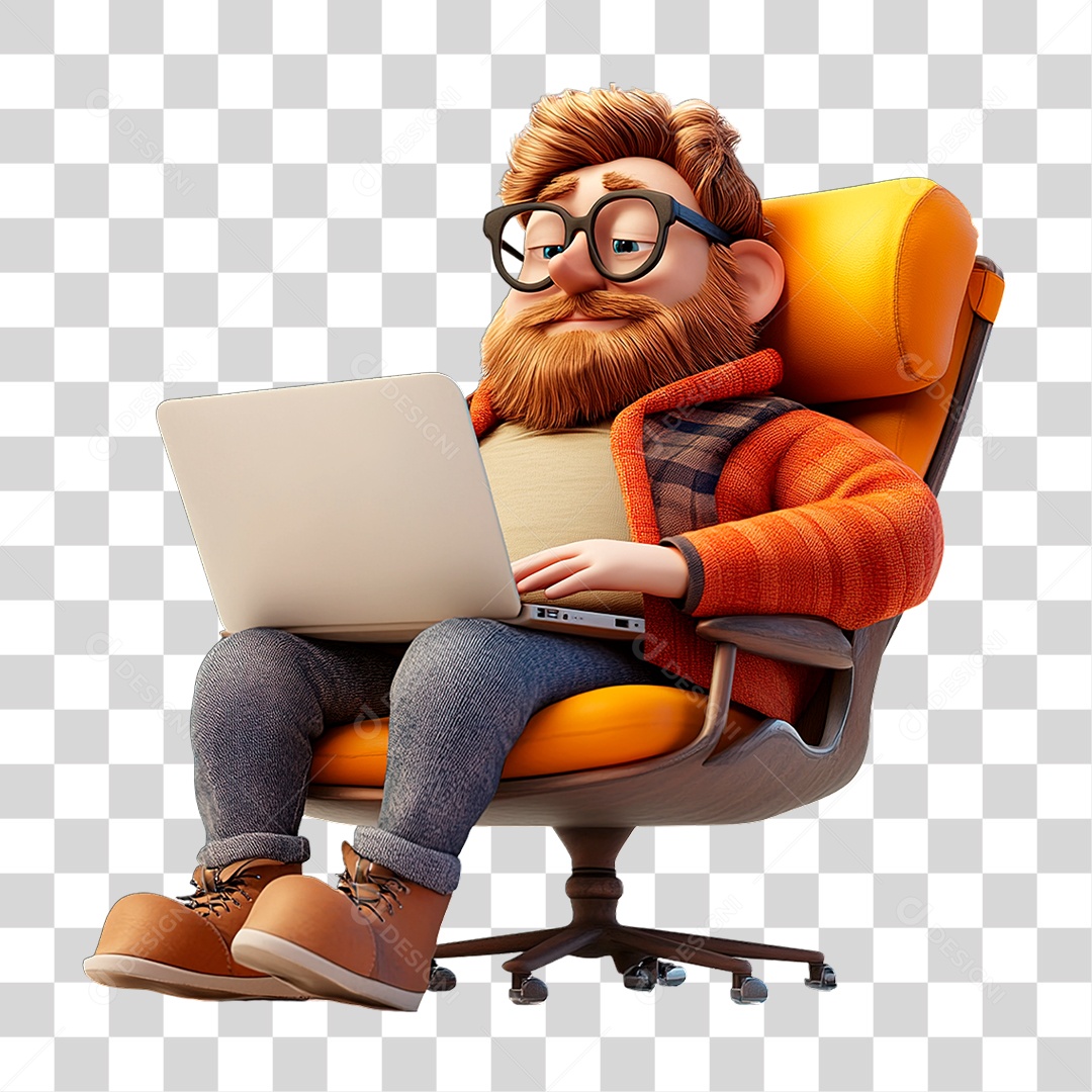 Homem Segurando Computador PNG Transparente