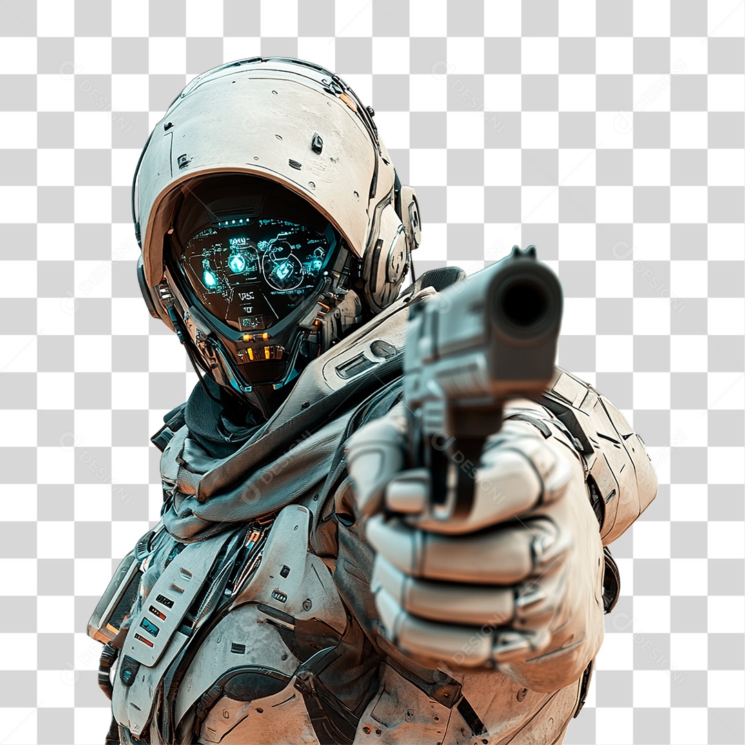 Robô com Arma PNG Transparente