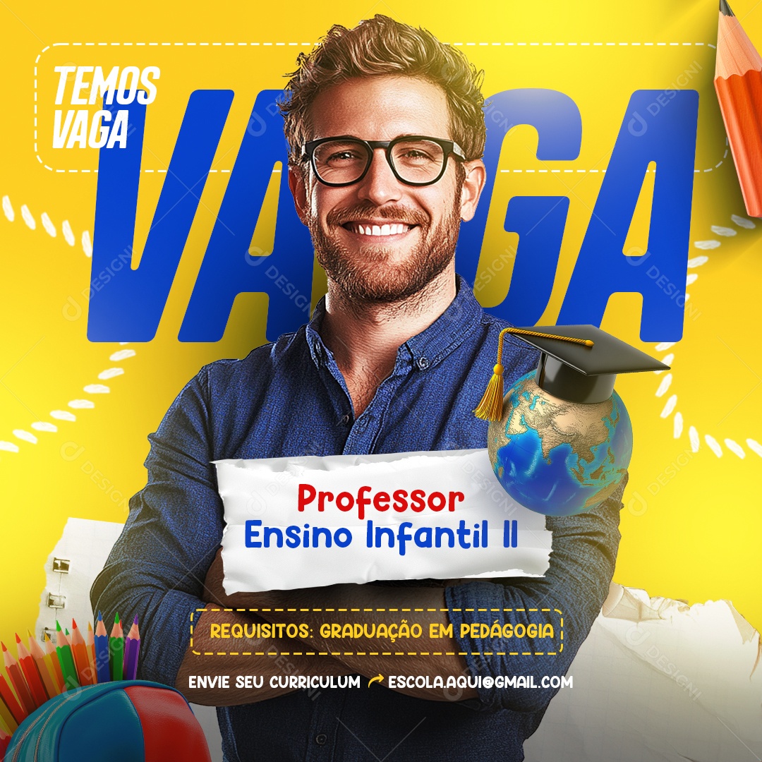 Vaga de Emprego Professor Social Media PSD Editável