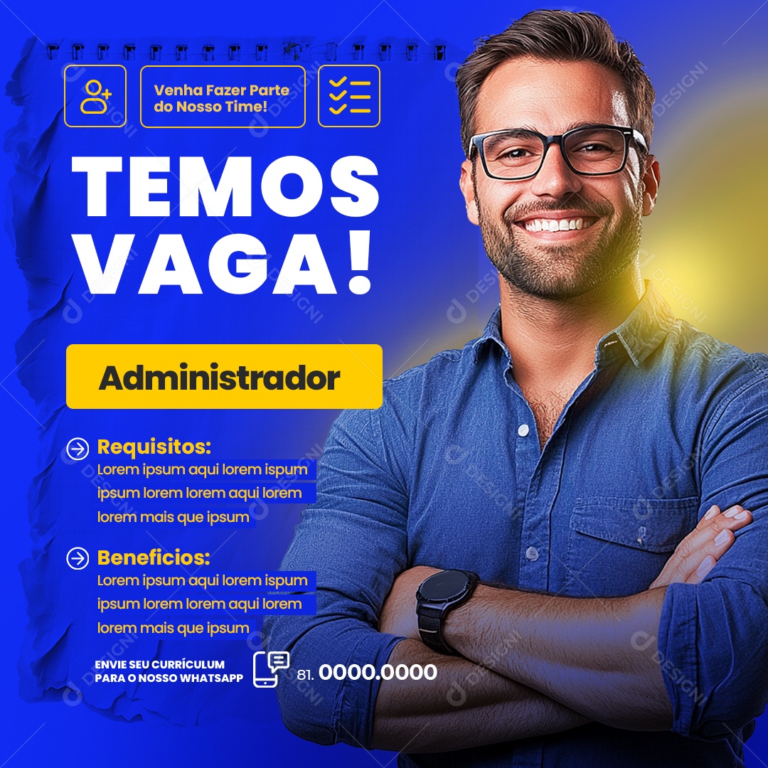 Vaga de Emprego Administrador Social Media PSD Editável