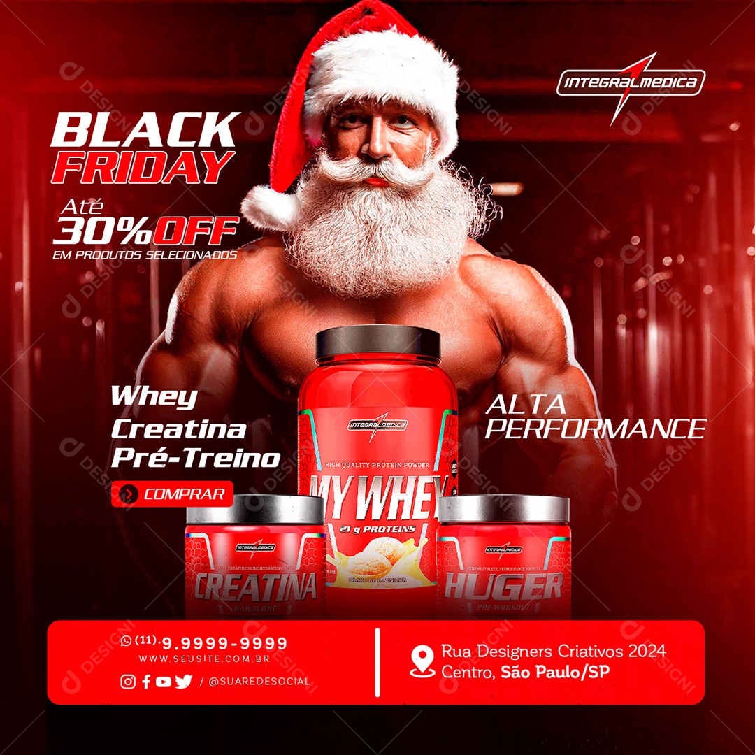 Loja de Suplementos Ofertas de Natal Black Friday Social Media PSD Editável