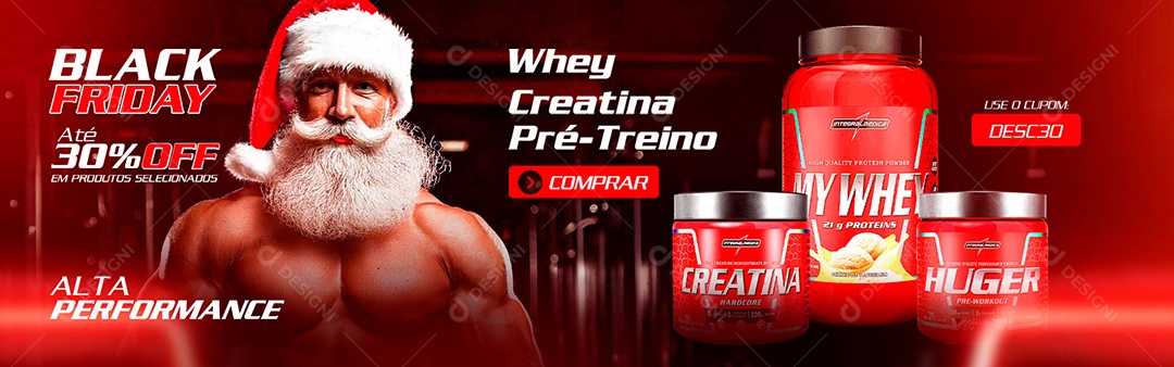 Banner Ofertas de Natal Loja de Suplementos Social Media PSD Editável