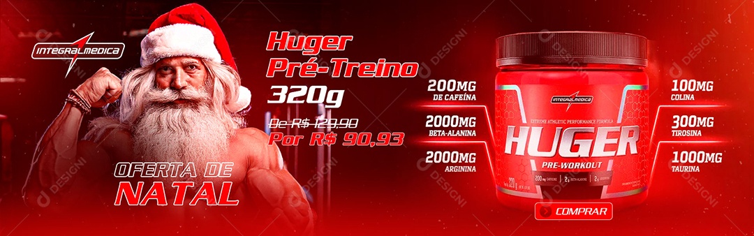 Banner Ofertas de Natal Loja de Suplementos Social Media PSD Editável