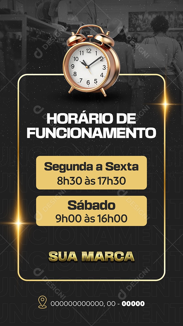 Horários de Funcionamento Social Media PSD Editável