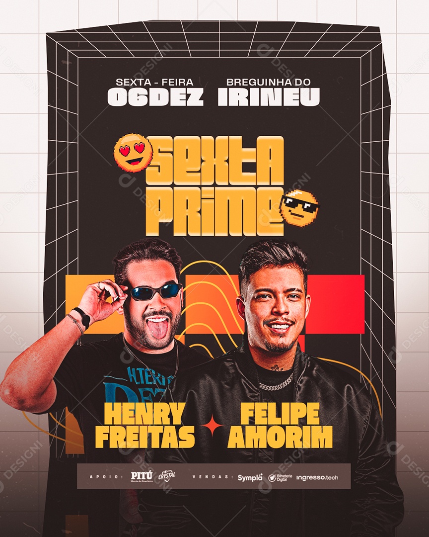 Flyer Agenda Show Felipe Amorim Henry Freitas Social Media PSD Editável