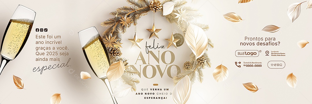 Carrossel Feliz Ano Novo 01 de Janeiro Prontos para Novos Desafios Social Media PSD Editável