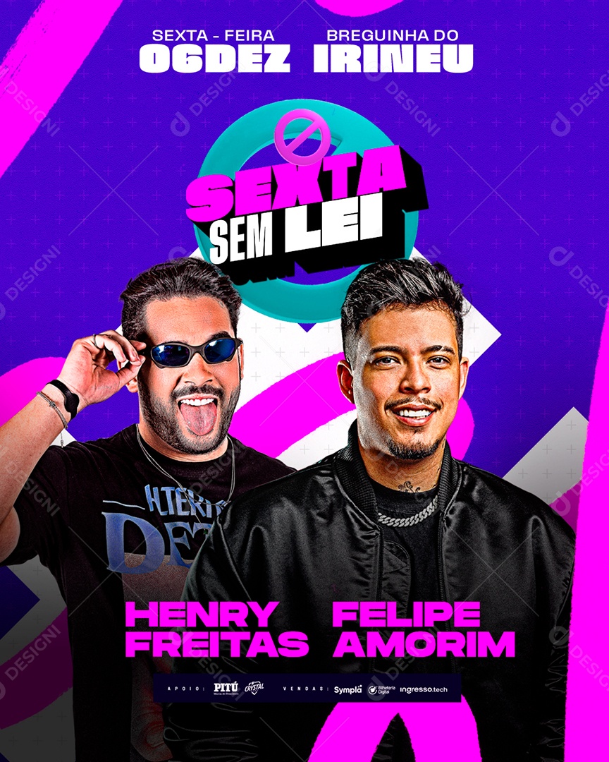 Feed Flyer Agenda Show Sexta Sem Lei Social Media PSD Editável