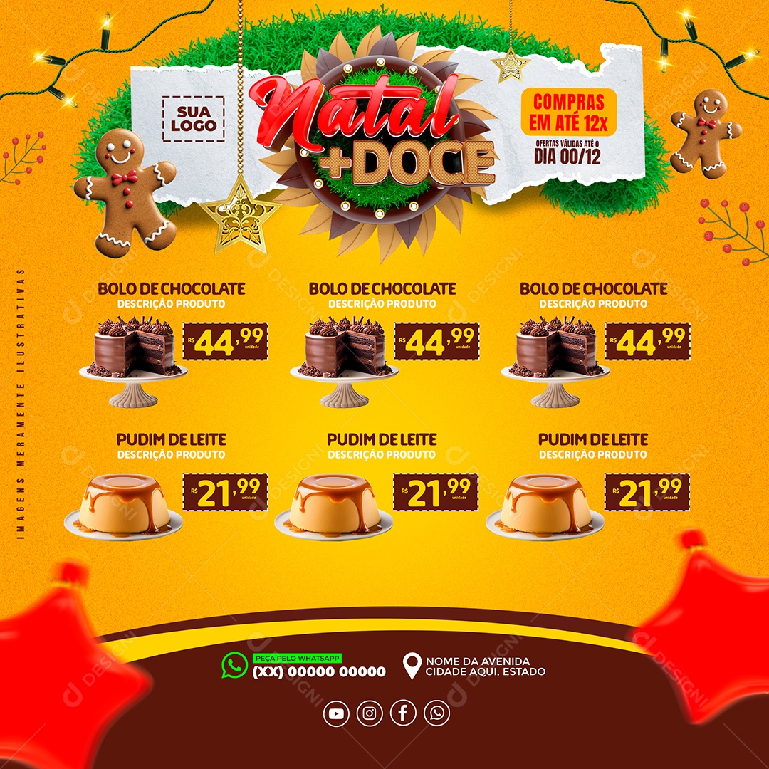 Natal + Doce Social Media PSD Editável