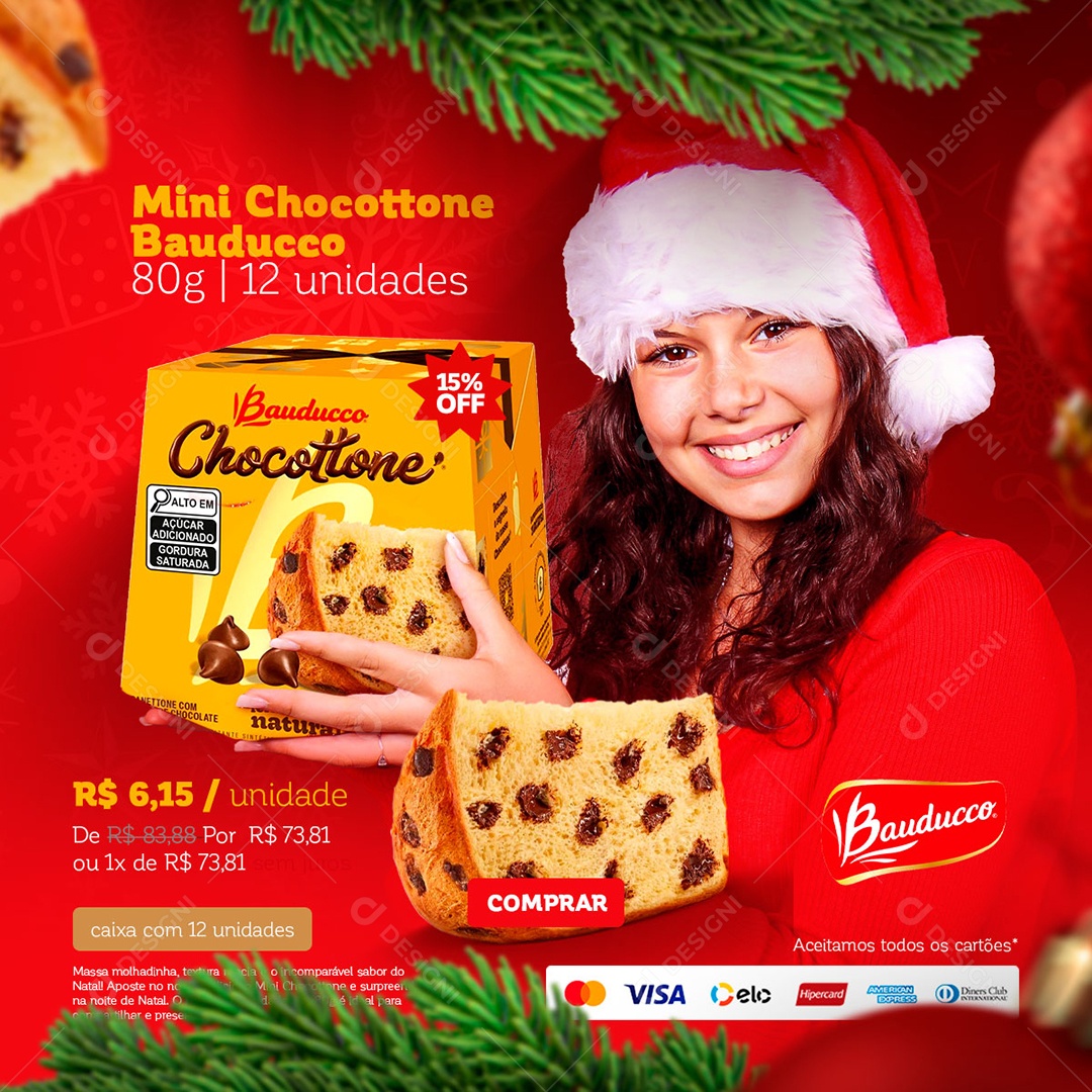 Supermercado Mine Chocottone Social Media PSD Editável