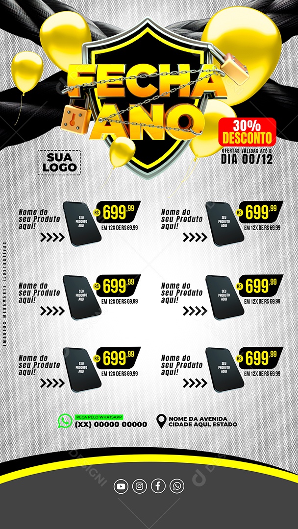 Selo 3D Black Fecha Mês para Composição PSD