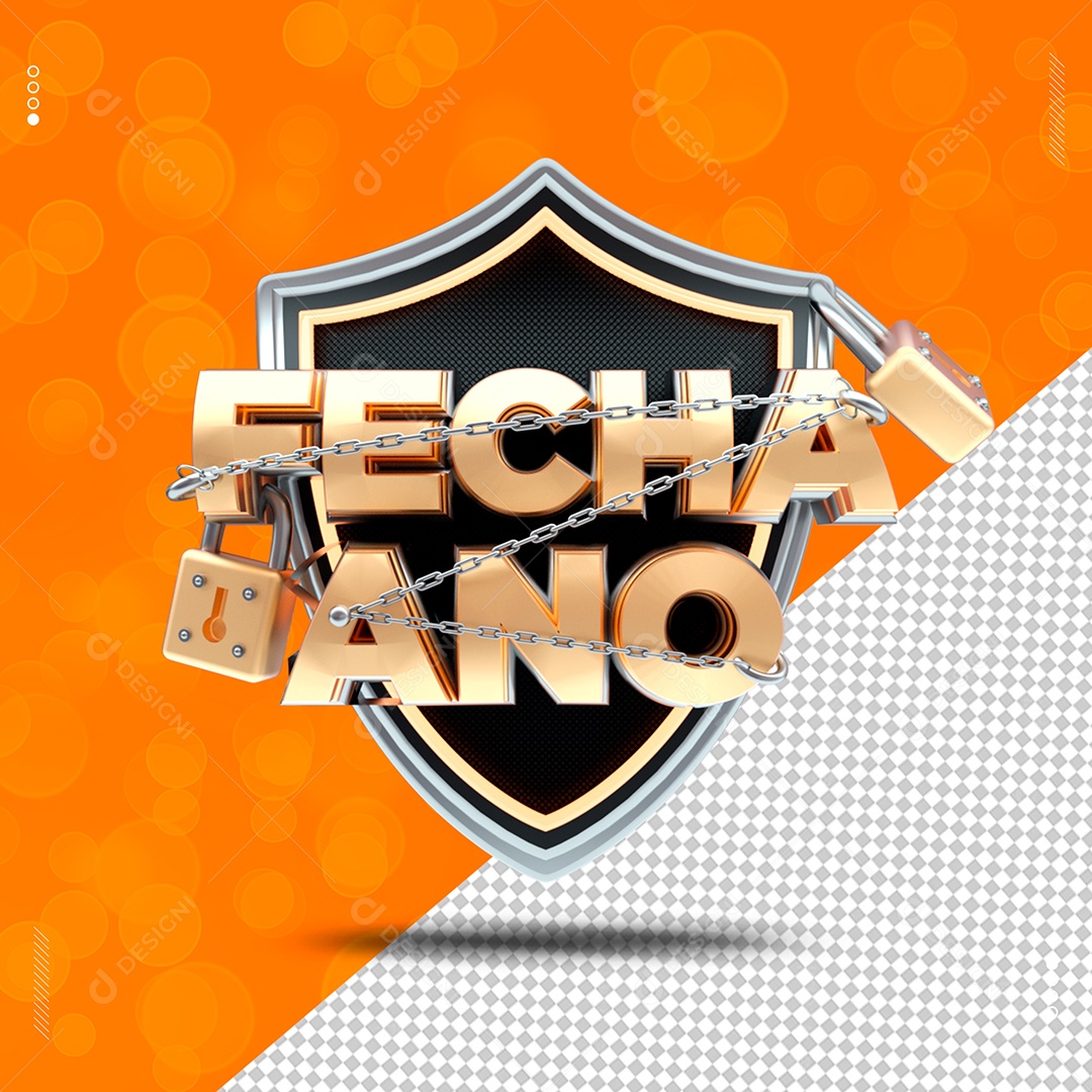 Selo 3D Black Fecha Mês para Composição PSD