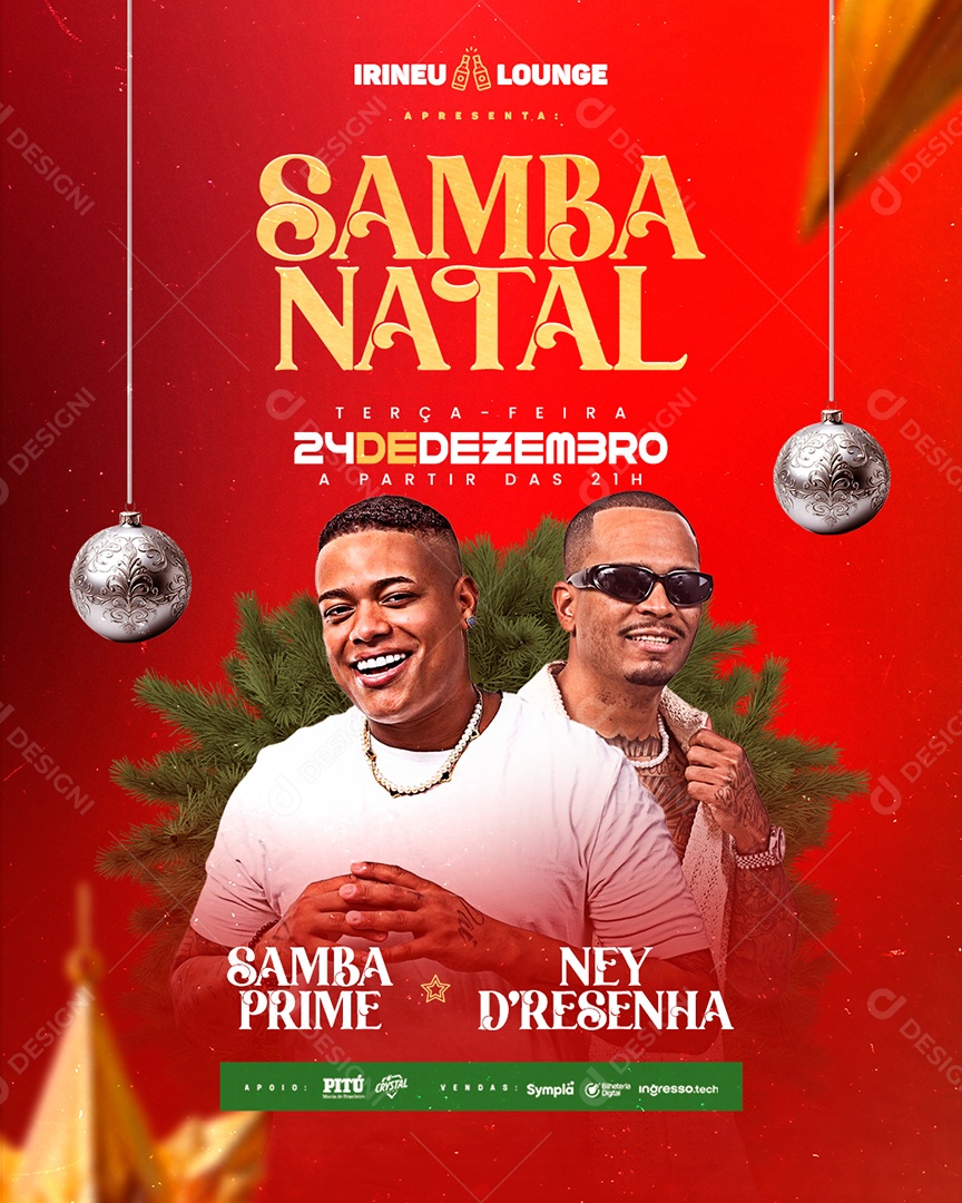 Flyer Agenda Show Samba Natal Social Media PSD Editável