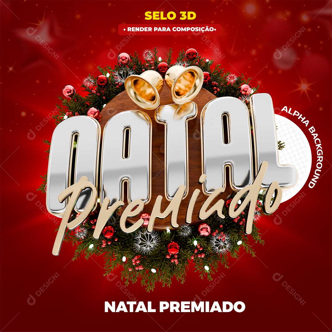 Natal Premiado Selo 3D para Composição PSD