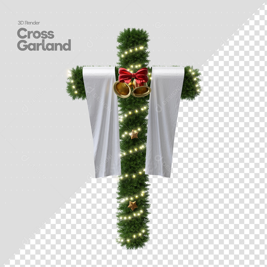 Enfeite de Natal Cruz Elemento 3D PSD