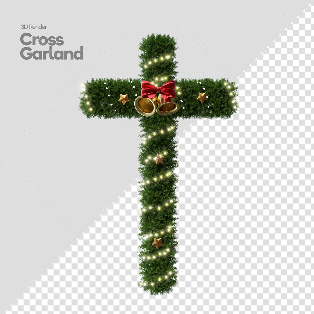 Enfeite de Natal Cruz Elemento 3D PSD