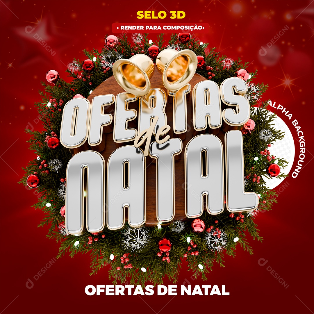 Ofertas de Natal Selo 3D para Composição PSD